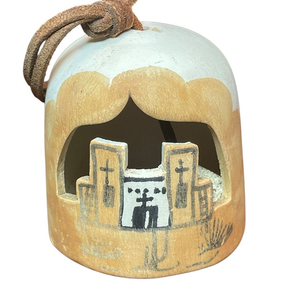 Native American Bell‎ Wind Chime Painted Pottery Southwest